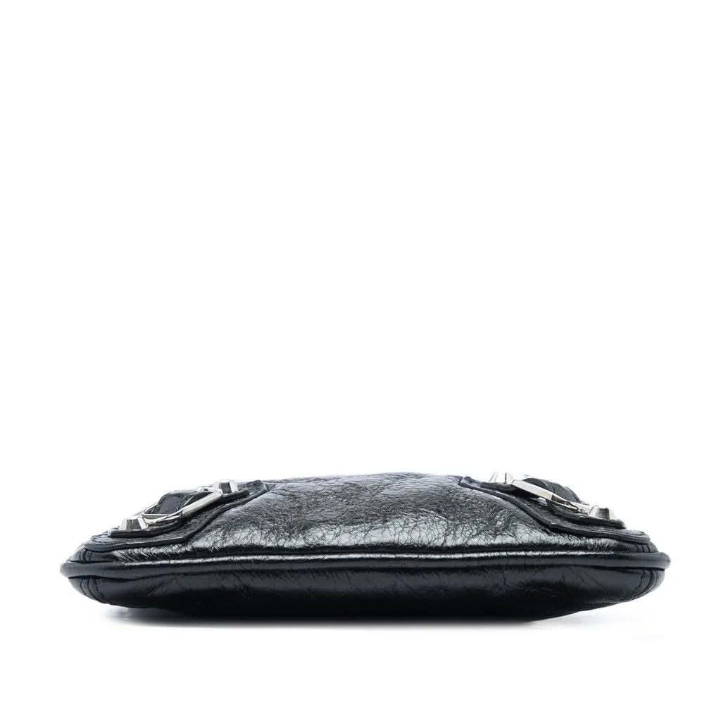 Balenciaga Lambskin Motocross Classic Phone Holder Bag Black Leather Good - Inside View