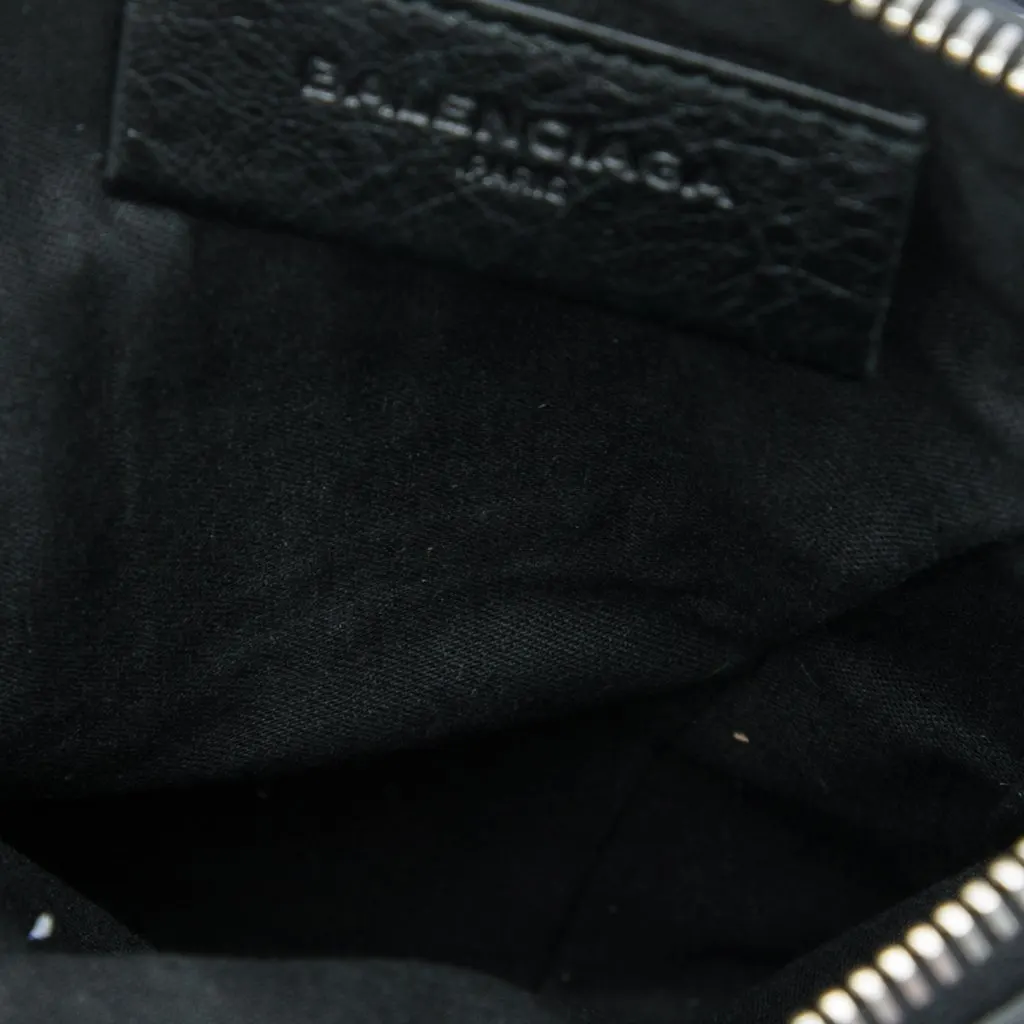 Balenciaga Lambskin Motocross Classic Phone Holder Bag Black Leather Good - Model View