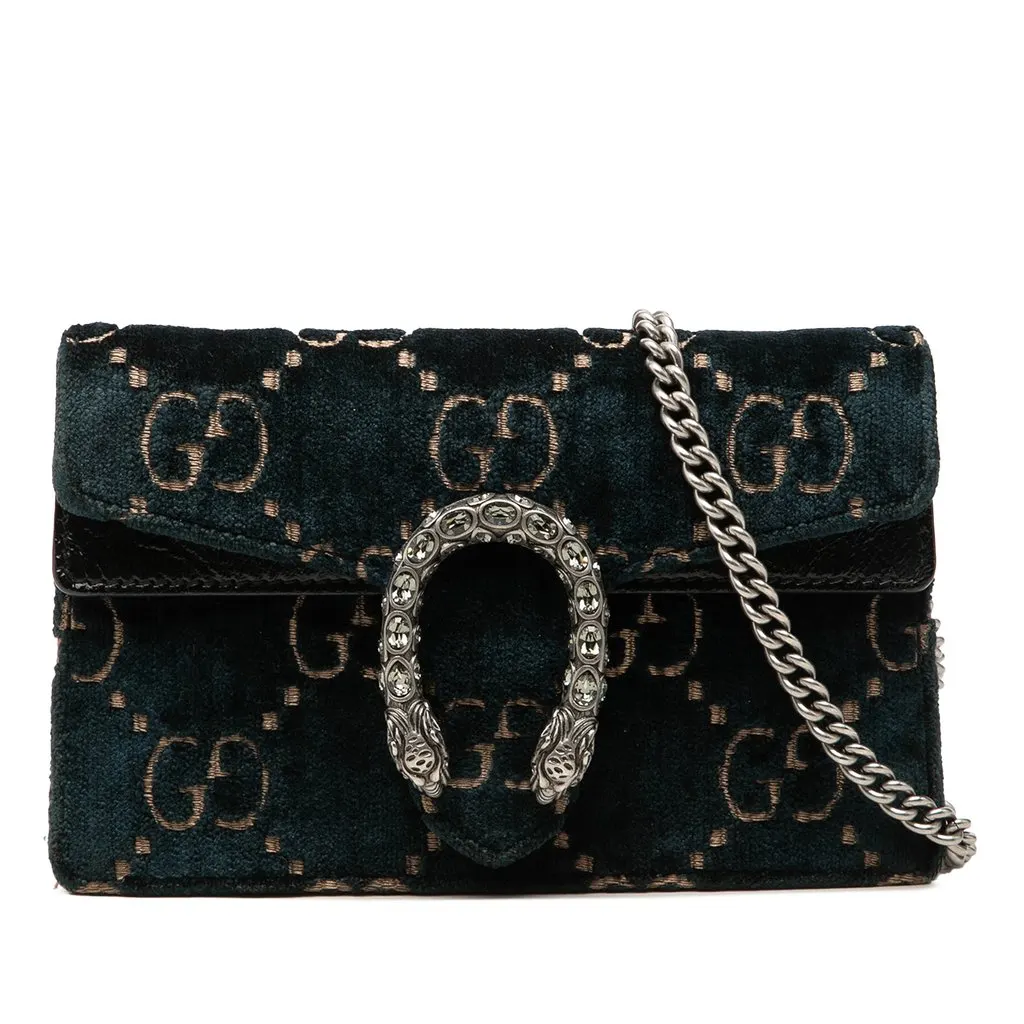 Gucci Mini GG Velvet Dionysus Crossbody Blue Very good - Front View