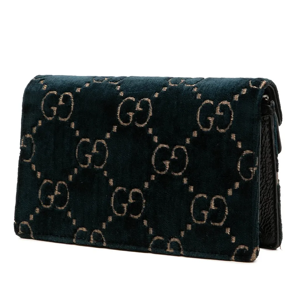 Gucci Mini GG Velvet Dionysus Crossbody Blue Very good - Back View