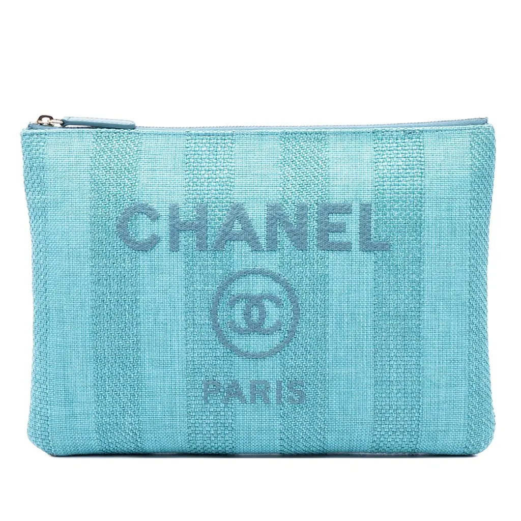 Chanel Medium Tweed Deauville O Case Clutch Blue Very good - Front View