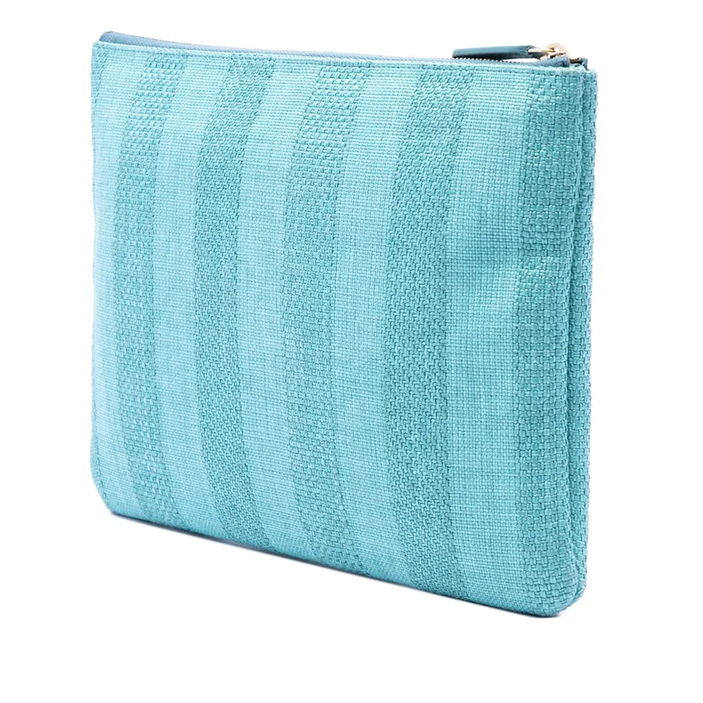 Chanel Medium Tweed Deauville O Case Clutch Blue Very good - Back View