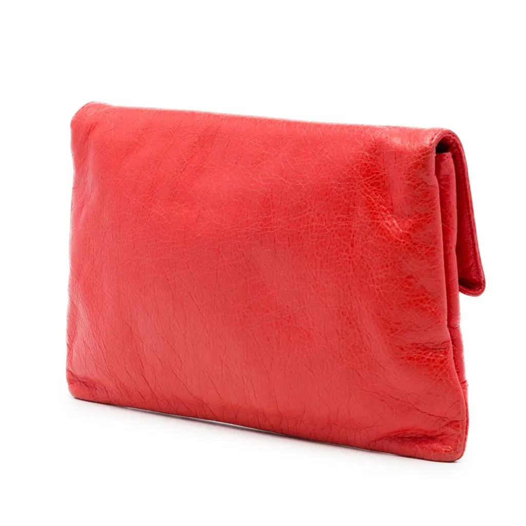 Balenciaga Lambskin Motocross Giant 12 Envelope Clutch Red Leather Very good - Back View