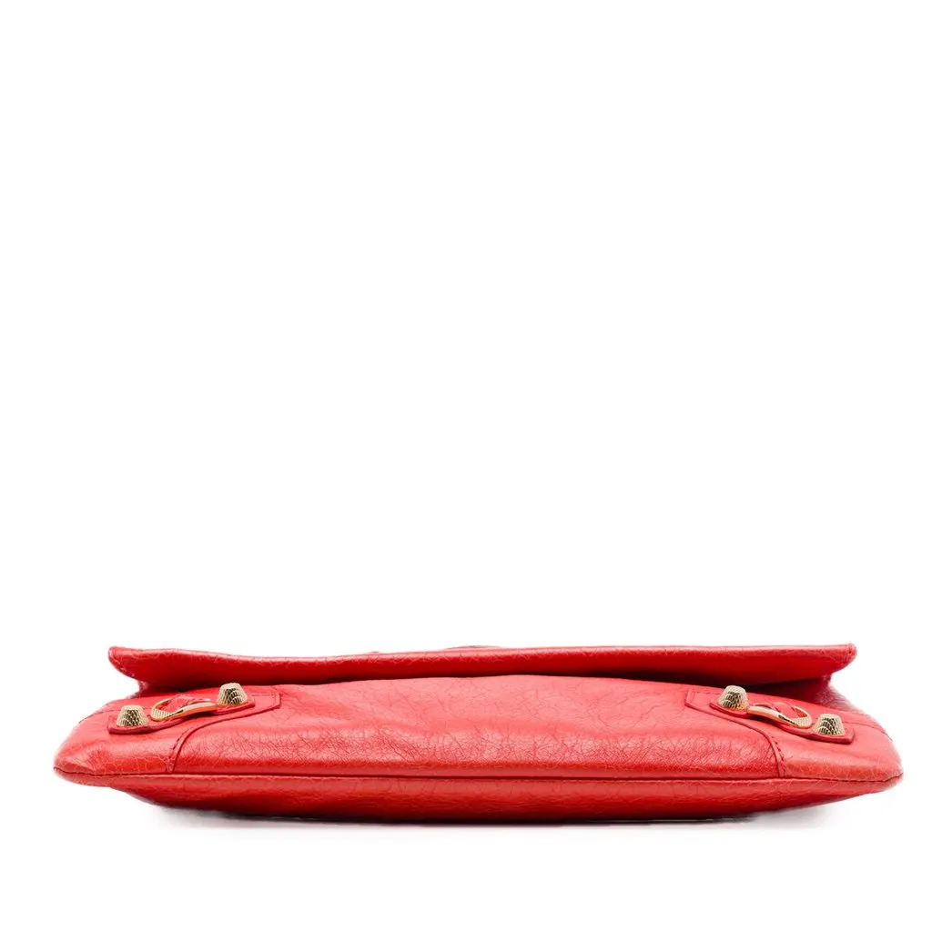 Balenciaga Lambskin Motocross Giant 12 Envelope Clutch Red Leather Very good - Inside View