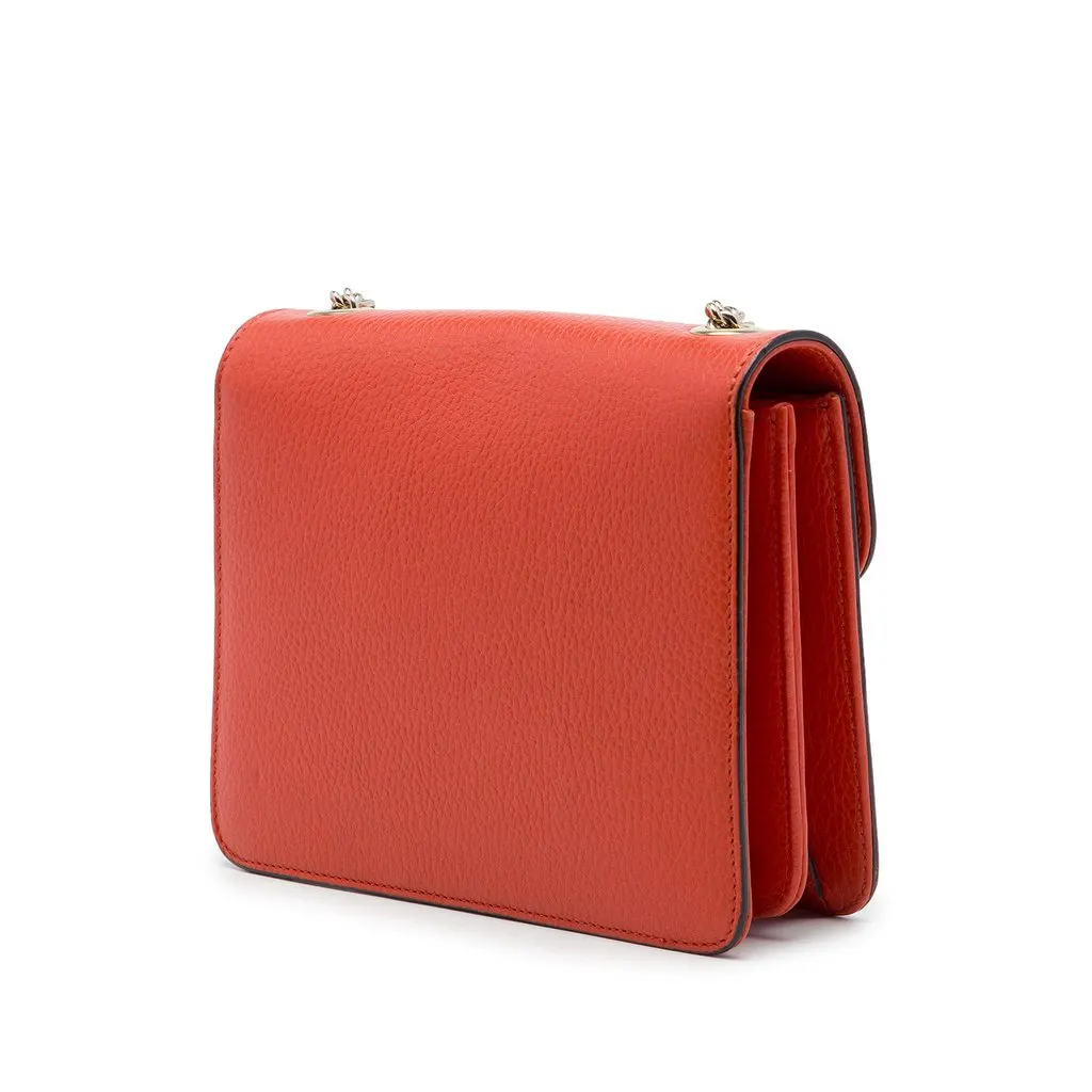 Gucci Small Dollar Calfskin Interlocking G Crossbody Orange Leather Very good - Back View