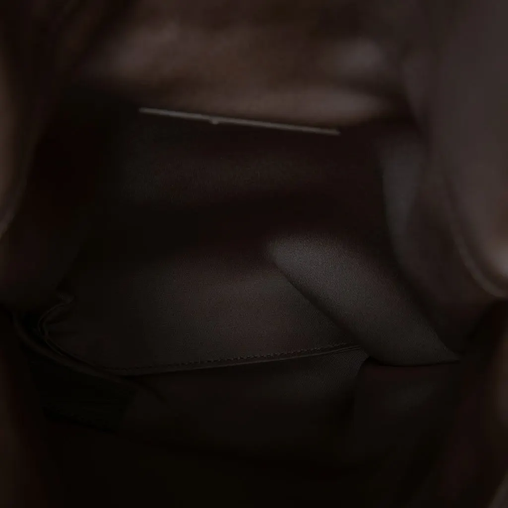 Saint Laurent Satin Monogram Evening Pouch Brown Satin Good - Model View