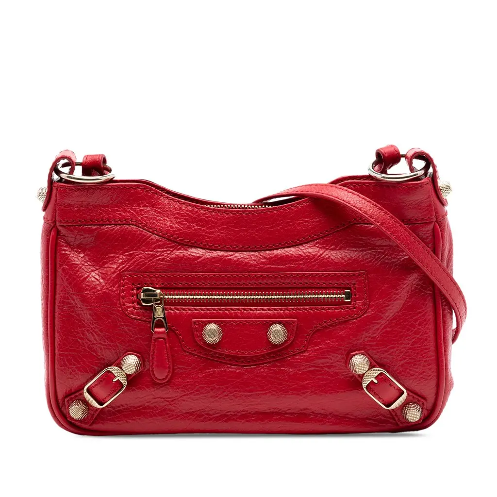 Balenciaga Lambskin Motocross Giant 12 Hip Crossbody Red Leather Very good - Front View