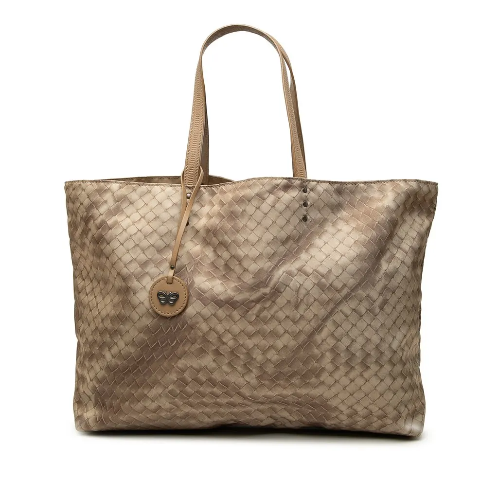 Bottega Veneta Nylon Intrecciolusion Tote Brown Very good - Front View