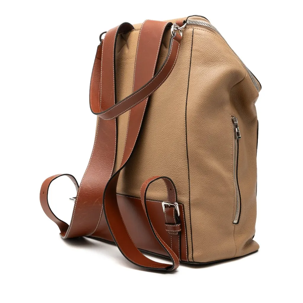 Loewe Paulas Ibiza Large Leather Lion and Floral Print Goya Backpack Brown Very good - Back View