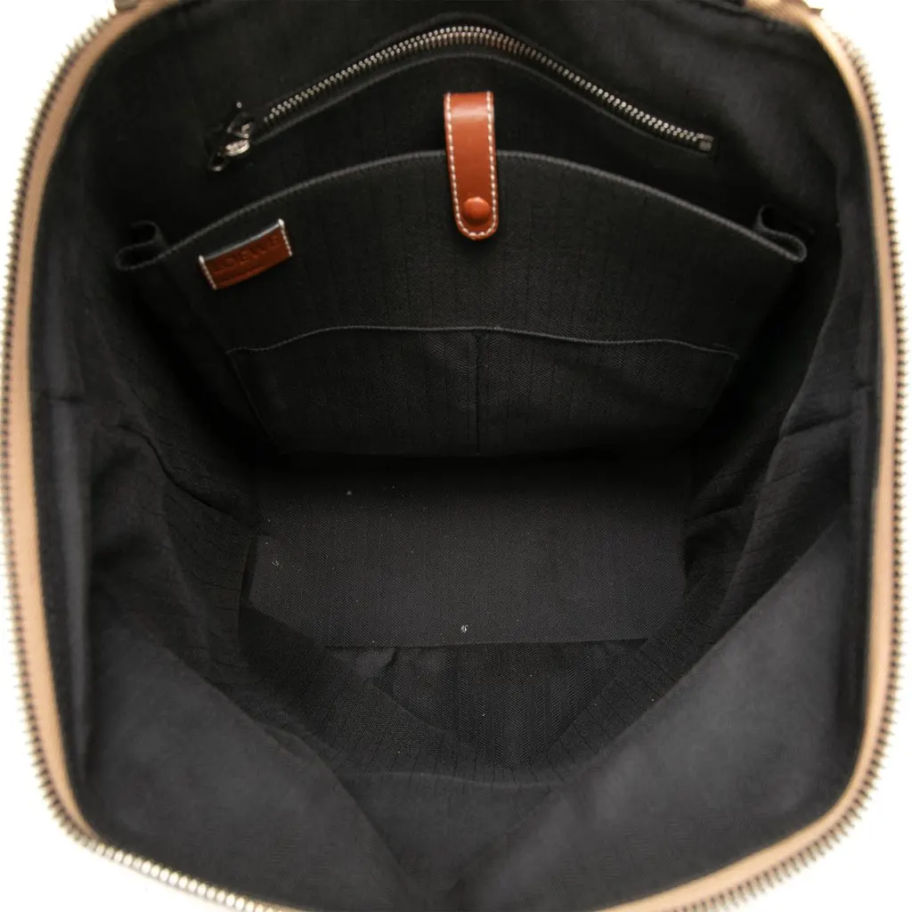 Loewe Paulas Ibiza Large Leather Lion and Floral Print Goya Backpack Brown Very good - Model View