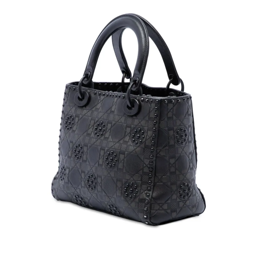 Dior Medium Ultra Matte Calfskin Cannage Studded Supple Lady Dior Black Leather Very good - Back View
