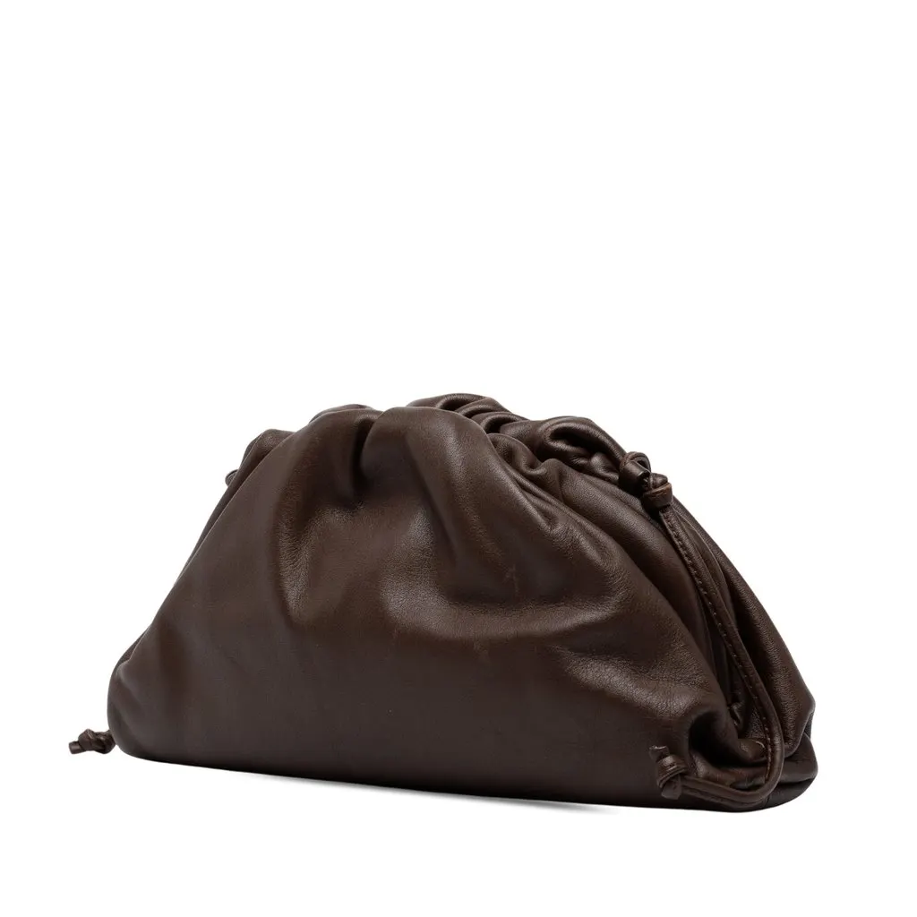 Bottega Veneta Lambskin The Mini Pouch Crossbody Brown Leather Good - Back View