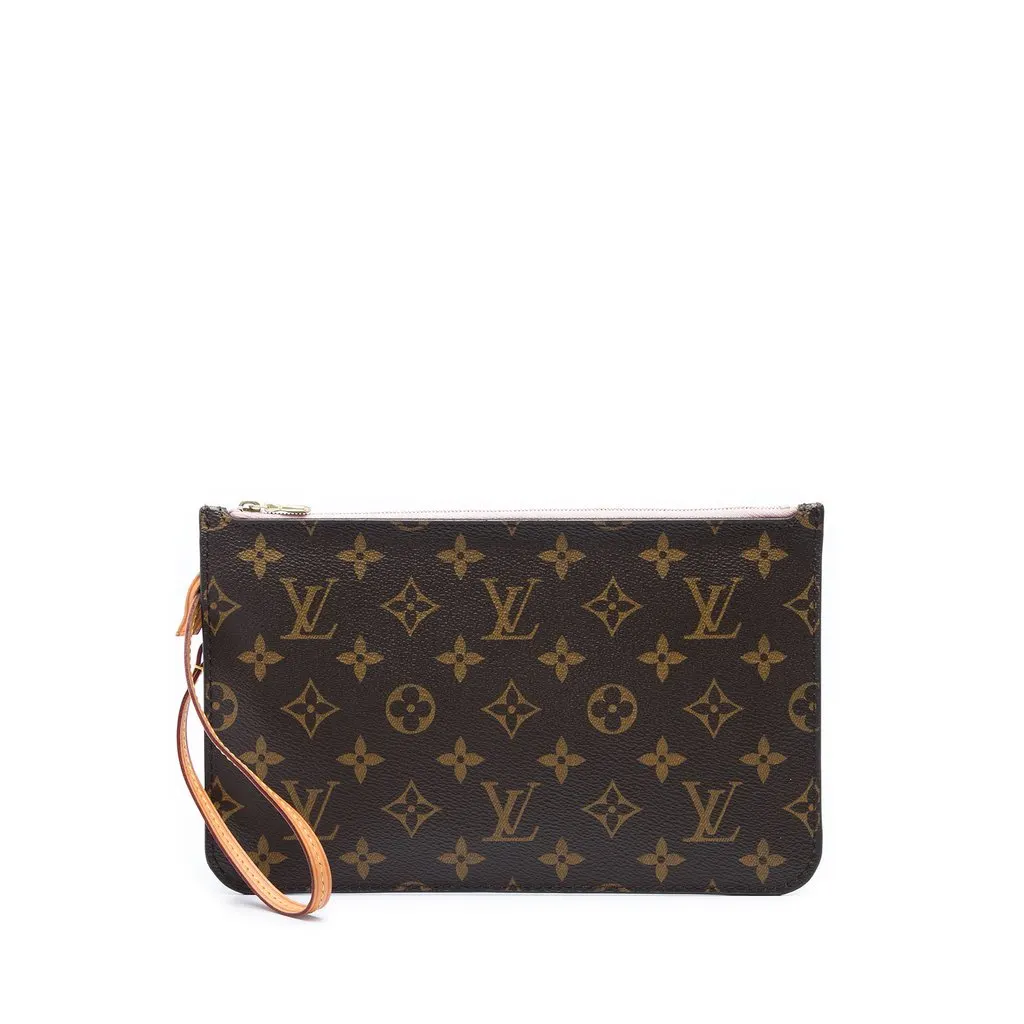Louis Vuitton Monogram Neverfull MM Pouch Brown Canvas Very good - Front View