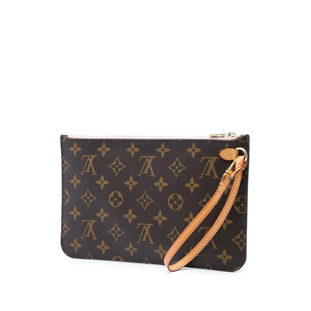 Louis Vuitton Monogram Neverfull MM Pouch Brown Canvas Very good - Back View
