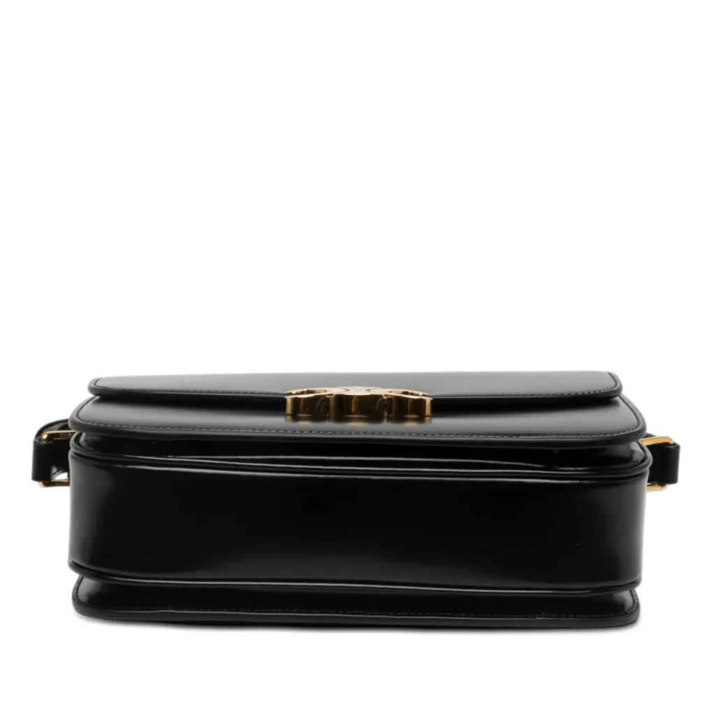 Celine Classique Shiny Calfskin Triomphe Crossbody Black Leather Very good - Inside View