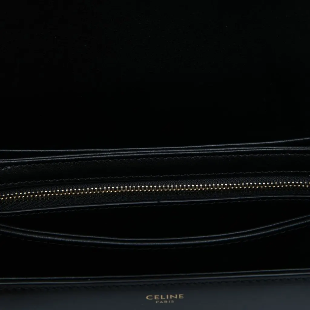 Celine Classique Shiny Calfskin Triomphe Crossbody Black Leather Very good - Model View
