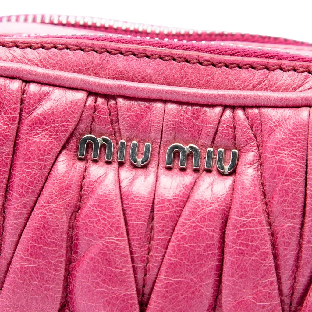 Miu Miu Matelasse Nappa Double Zip Crossbody Pink Leather Very good - Box View