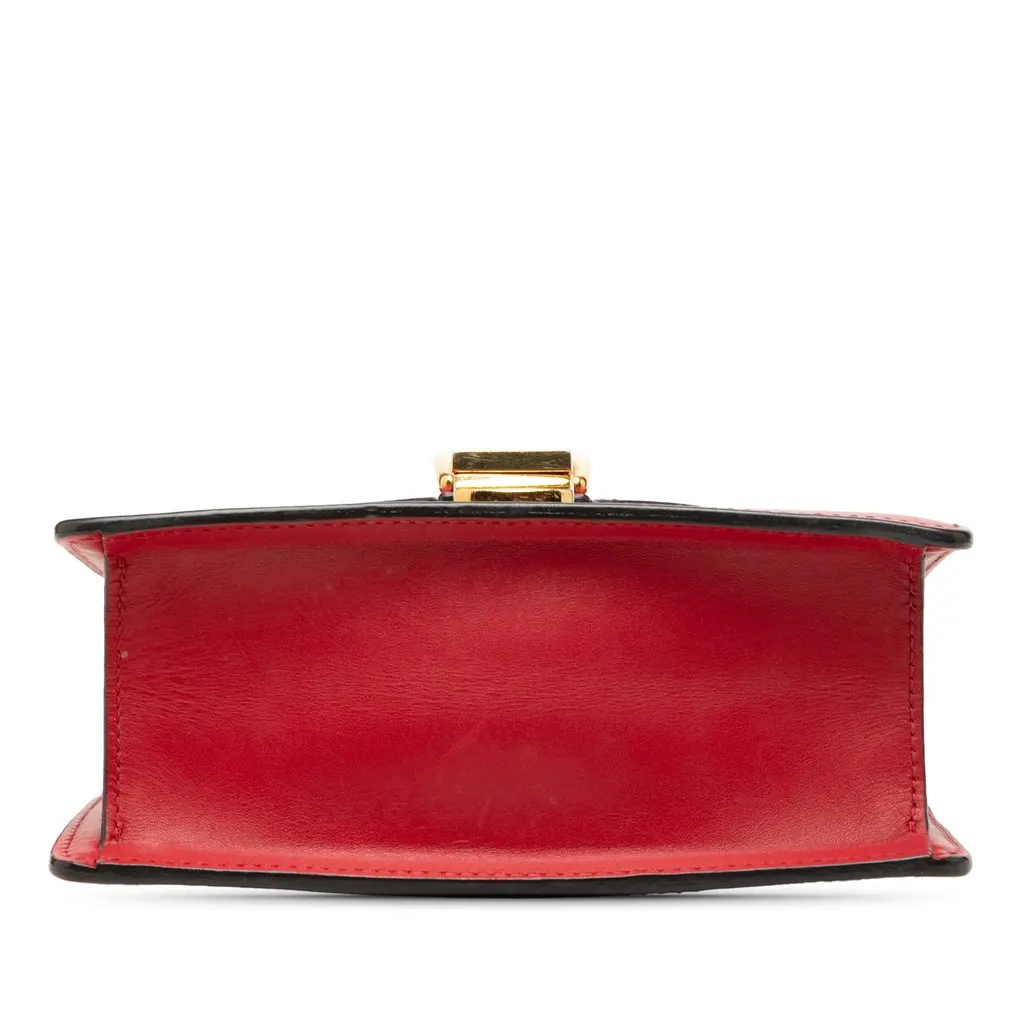 Gucci Mini Calfskin Web Sylvie Chain Satchel Red Leather Good - Inside View