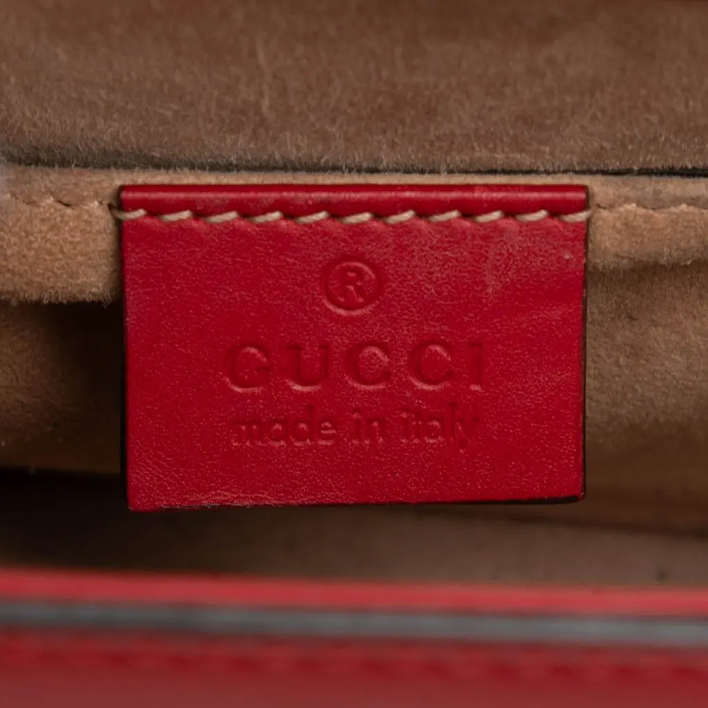 Gucci Mini Calfskin Web Sylvie Chain Satchel Red Leather Good - Box View