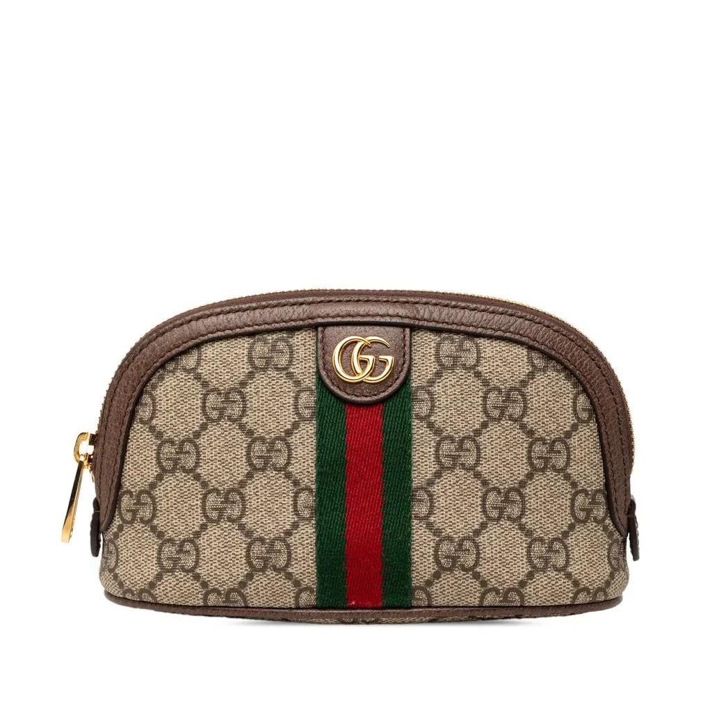 Gucci Medium GG Supreme Web Ophidia Cosmetic Case Beige Very good - Front View