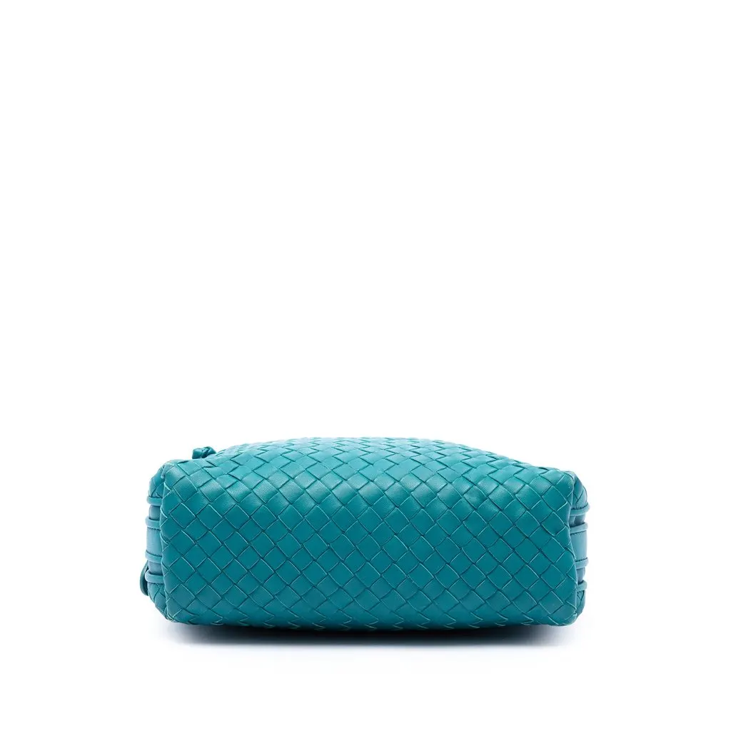 Bottega Veneta Mini Nappa Intrecciato Nodini Double Zip Crossbody Blue Leather Good - Inside View