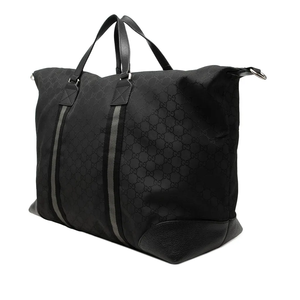 Gucci XL GG Nylon Web Duffle Bag Black Polyamide Good - Back View