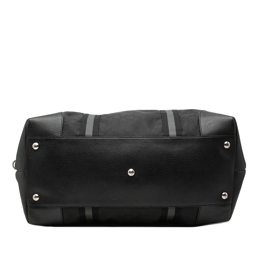 Gucci XL GG Nylon Web Duffle Bag Black Polyamide Good - Inside View