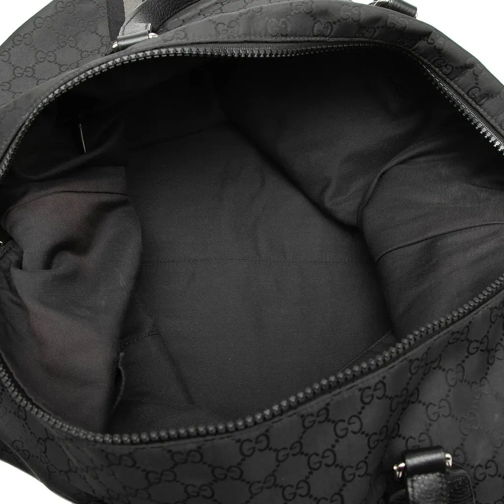 Gucci XL GG Nylon Web Duffle Bag Black Polyamide Good - Model View