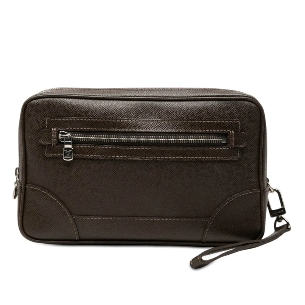 Louis Vuitton Taiga Neo Pavel Clutch Brown Leather Very good - Front View