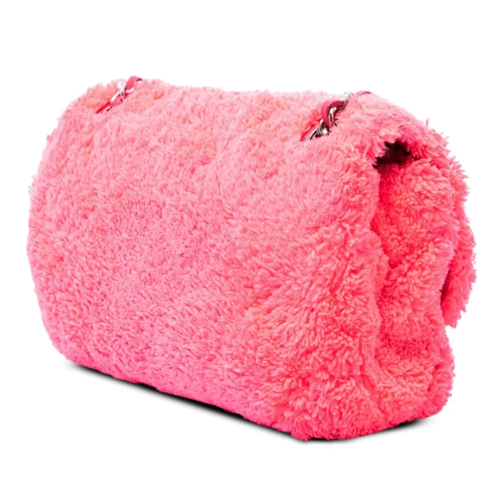 Chanel Medium Quilted Terry Cloth Coco Beach Flap Pink Very good - Back View