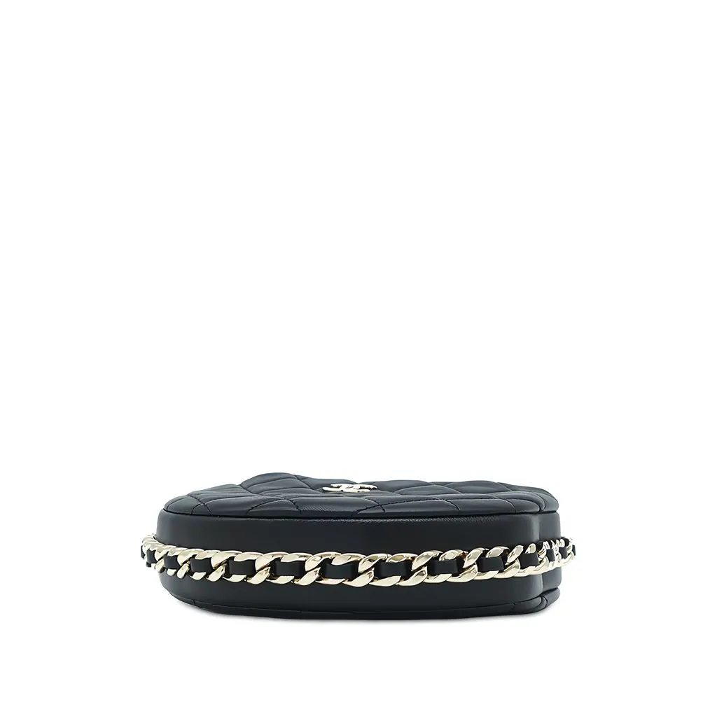 Chanel Mini Quilted Lambskin Chain Around Pouch Black Leather Very good - Inside View