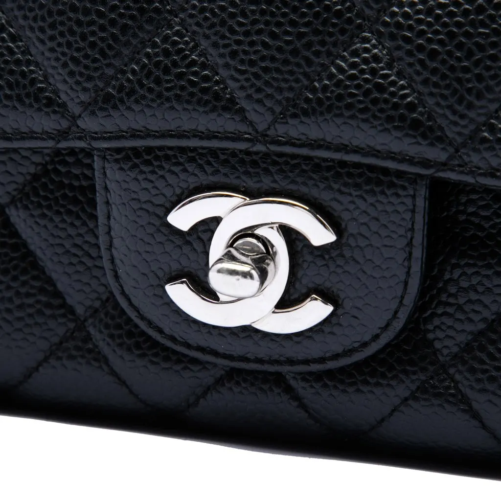 Chanel Medium Classic Caviar Double Flap Black Leather Very good - Box View
