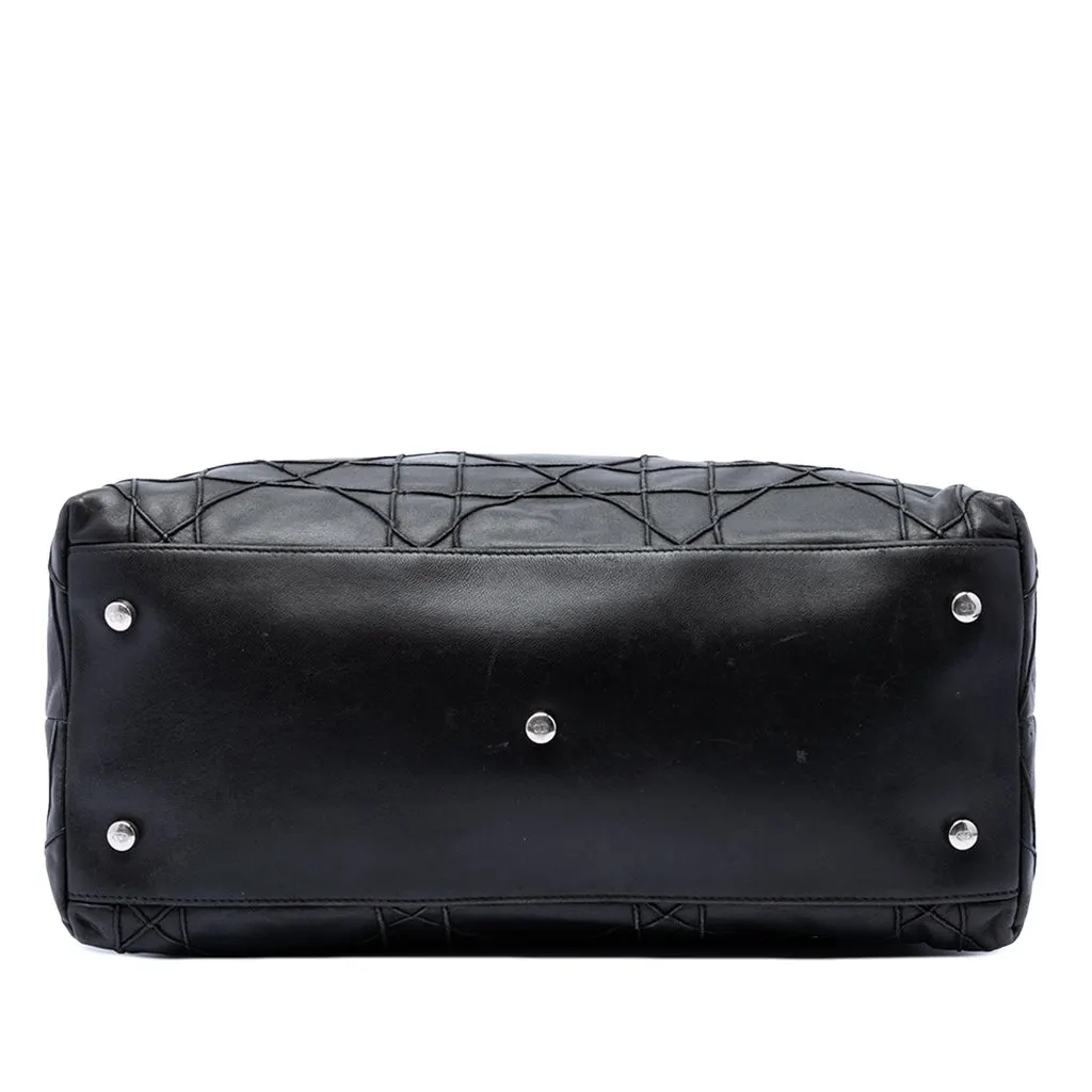 Dior Large Lambskin Cannage Polochon Granville Satchel Black Leather Very good - Inside View