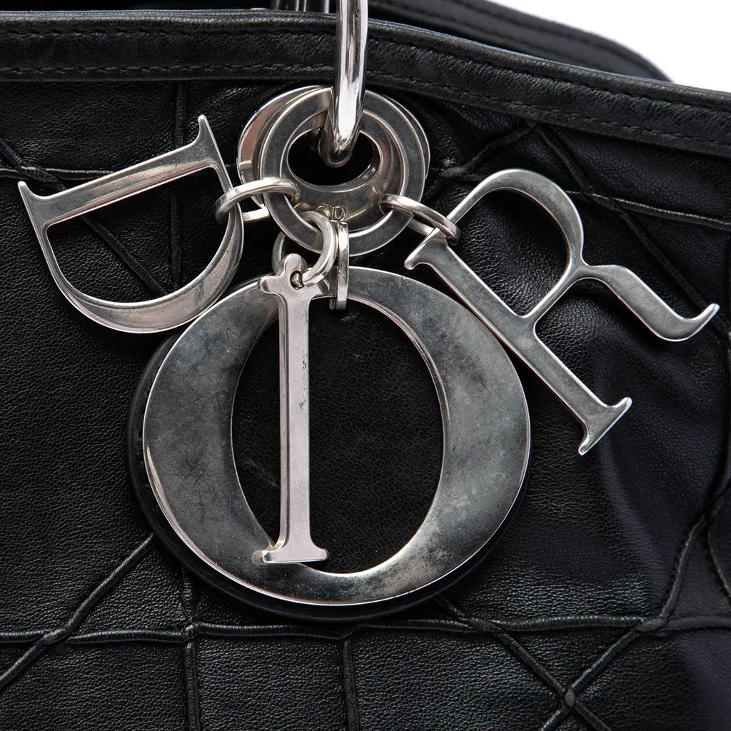 Dior Large Lambskin Cannage Polochon Granville Satchel Black Leather Very good - Box View