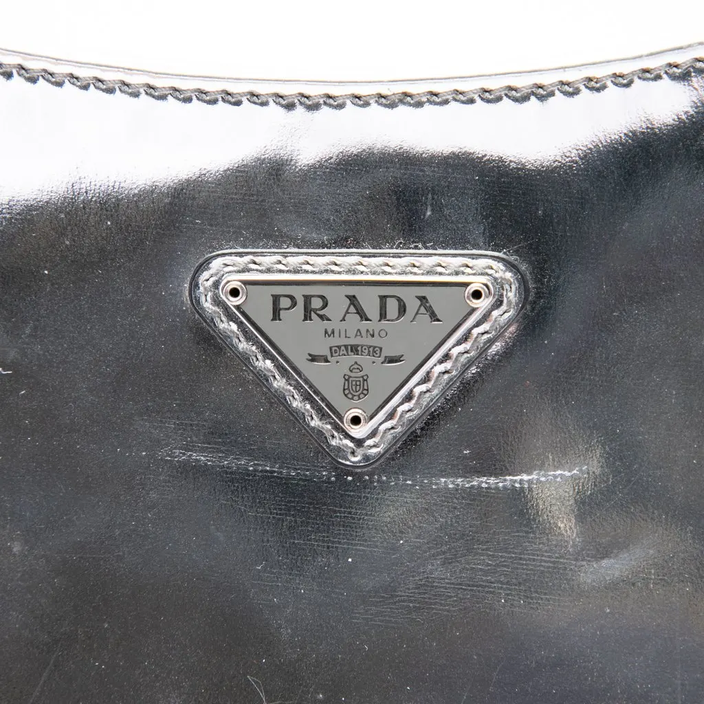 Prada Brushed Leather Cleo Shoulder Bag Silver Leather Good - Box View