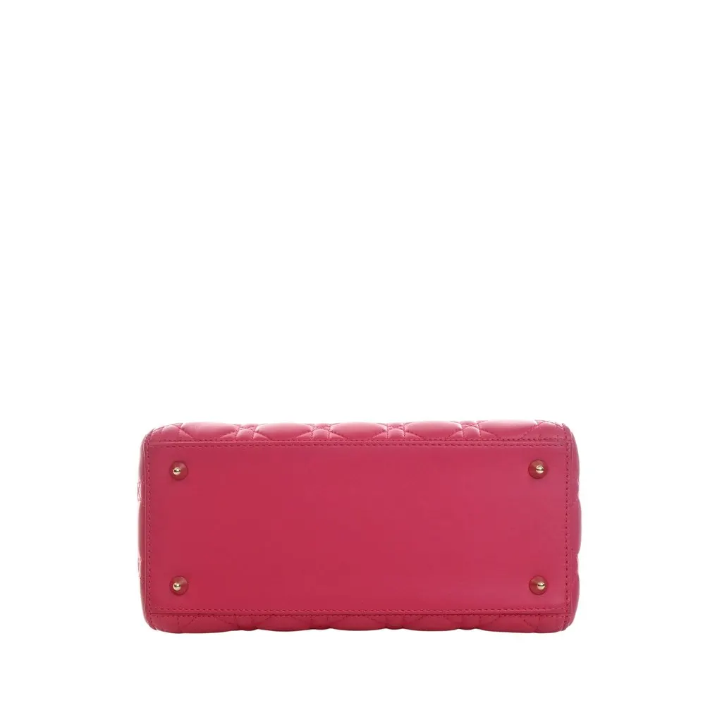 Dior Medium Lambskin Cannage Lady Dior Pink Leather Very good - Inside View