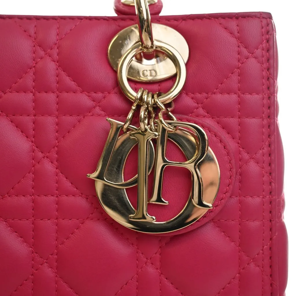 Dior Medium Lambskin Cannage Lady Dior Pink Leather Very good - Box View