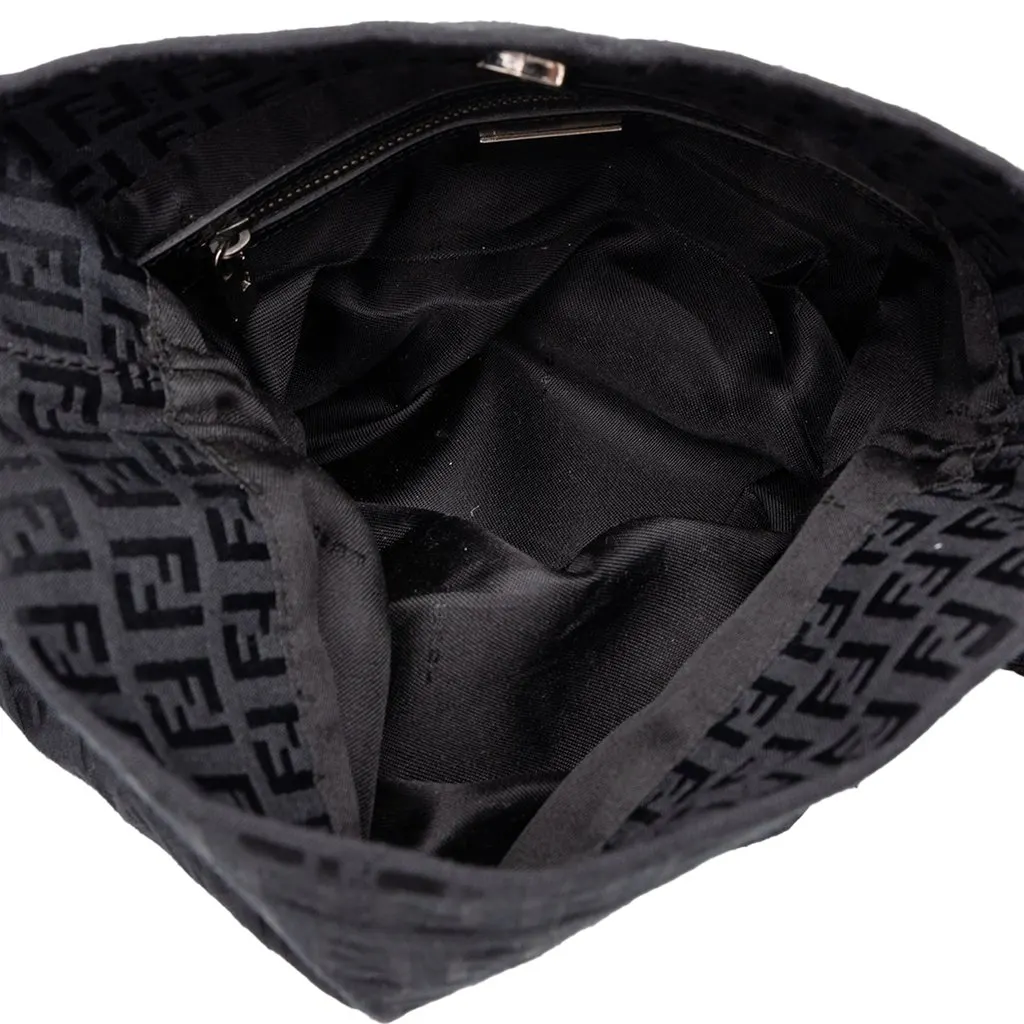 Fendi Small Zucchino Canvas Crossbody Black Canvas Good - Model View