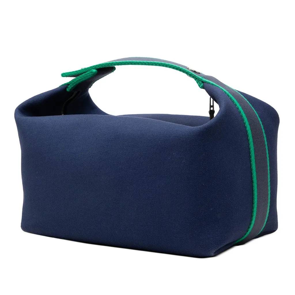 Hermès Small Toile Bride A Brac Case Blue Canvas Good - Back View