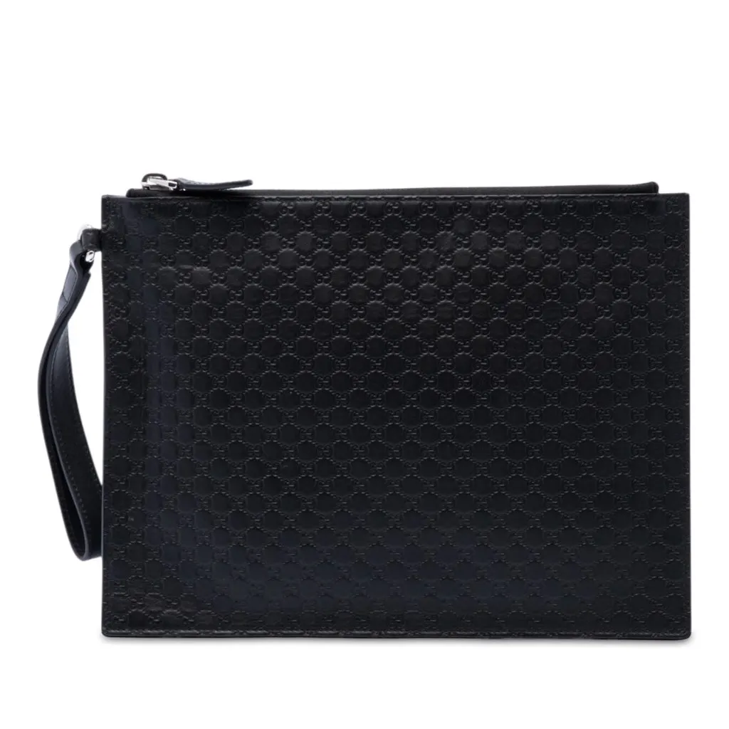 Gucci Microguccissima Clutch Black Leather Very good - Front View