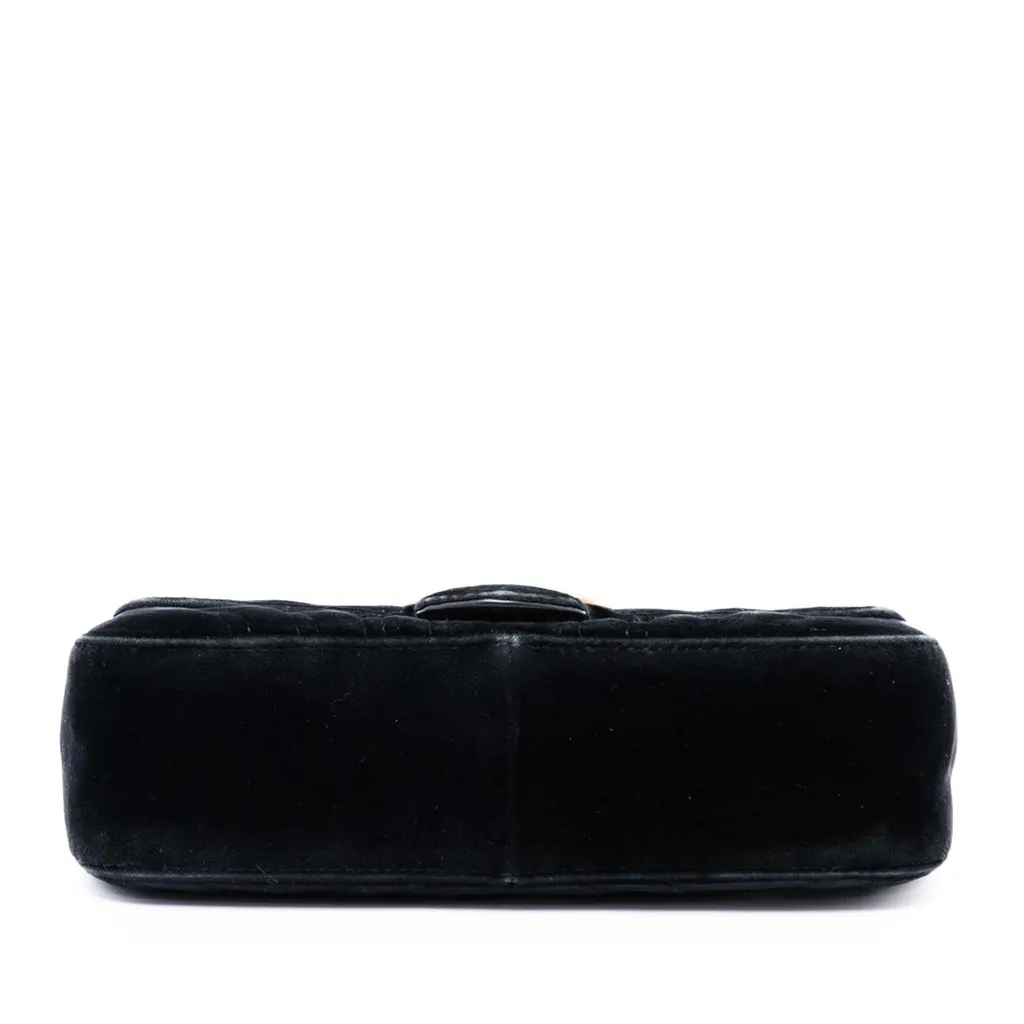 Gucci Small GG Marmont Matelasse Velvet Shoulder Bag Black Very good - Inside View