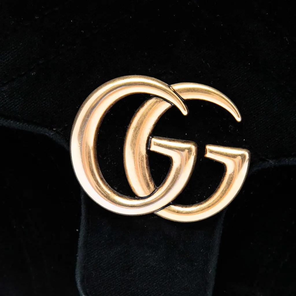 Gucci Small GG Marmont Matelasse Velvet Shoulder Bag Black Very good - Box View