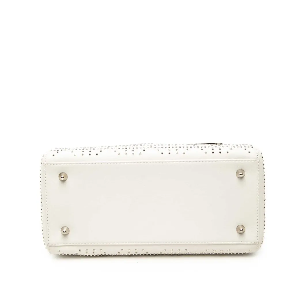 Dior Medium Calfskin Studded Lady Dior White Leather Very good - Inside View