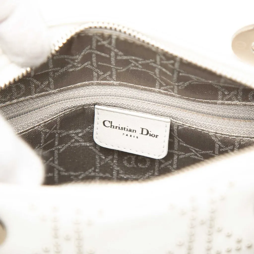Dior Medium Calfskin Studded Lady Dior White Leather Very good - Box View