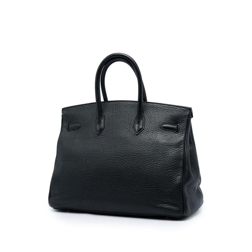 Hermès Clemence Birkin Retourne 35 Black Leather Good - Back View