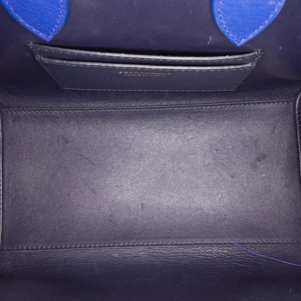 Salvatore Ferragamo Calfskin Hug Handbag XS Blue Leather Very good - Model View