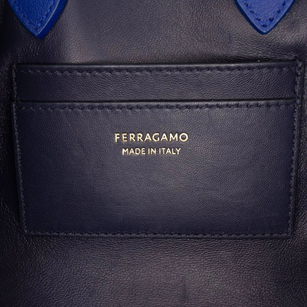 Salvatore Ferragamo Calfskin Hug Handbag XS Blue Leather Very good - Box View