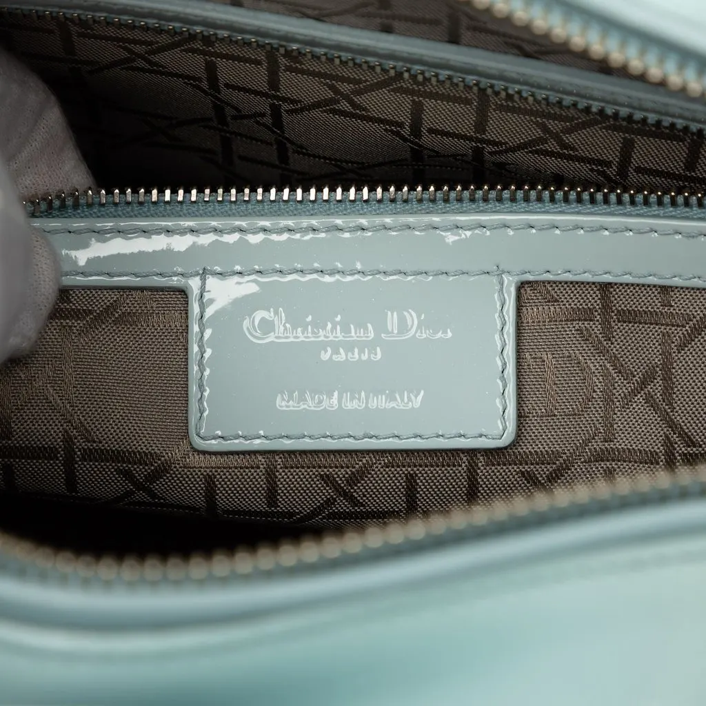 Dior Large Patent Cannage Lady Dior Blue Leather Good - Box View
