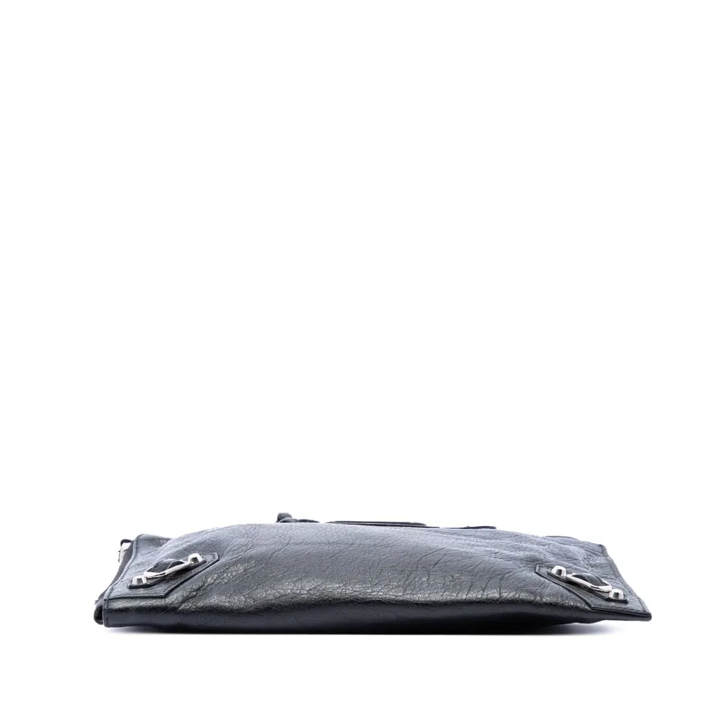 Balenciaga Lambskin Motocross Classic Zip Around Flat Clutch Black Leather Very good - Inside View