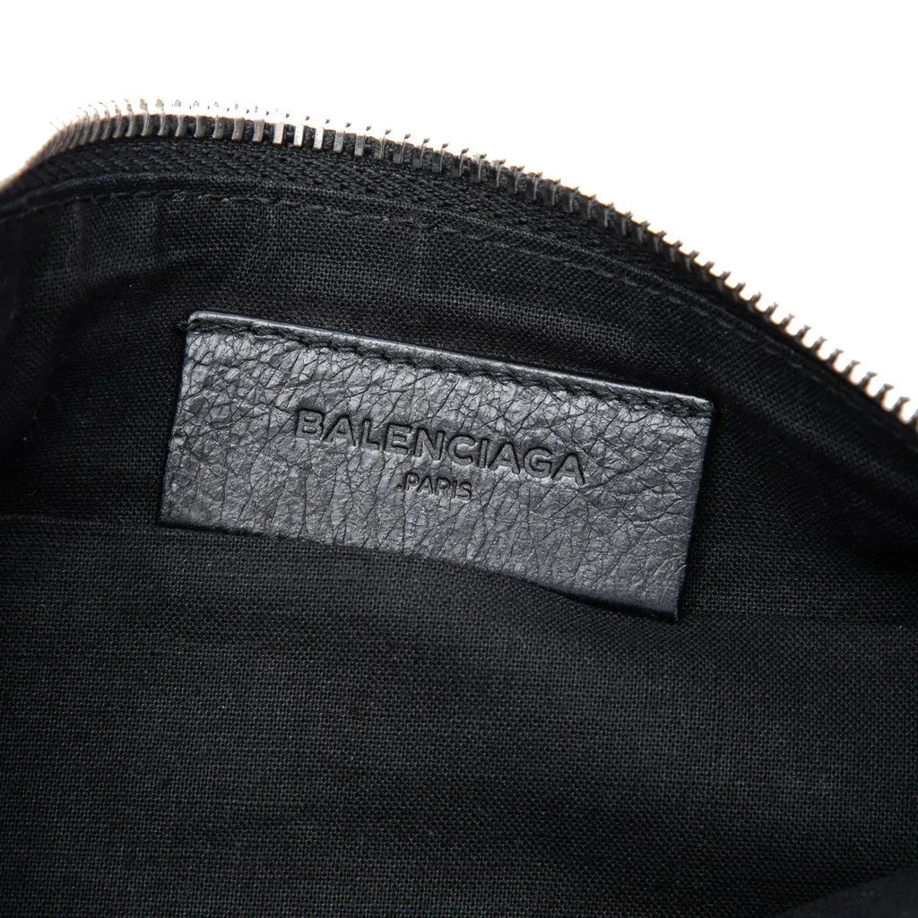Balenciaga Lambskin Motocross Classic Zip Around Flat Clutch Black Leather Very good - Box View